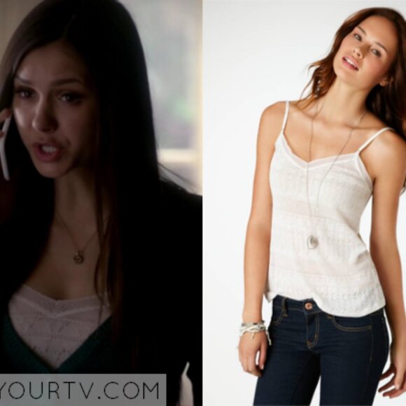 NWTs Beige Lacy Tank Y2K‎ Coquette alternate for Elena Gilbert Sz L - Picture 1 of 4